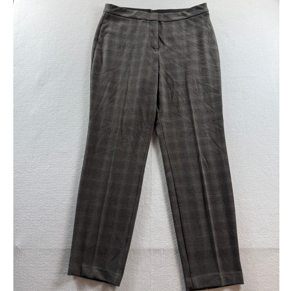 Investments Dress Pants Womens 12R Brown Plaid Tapered Leg Stretch 34x30